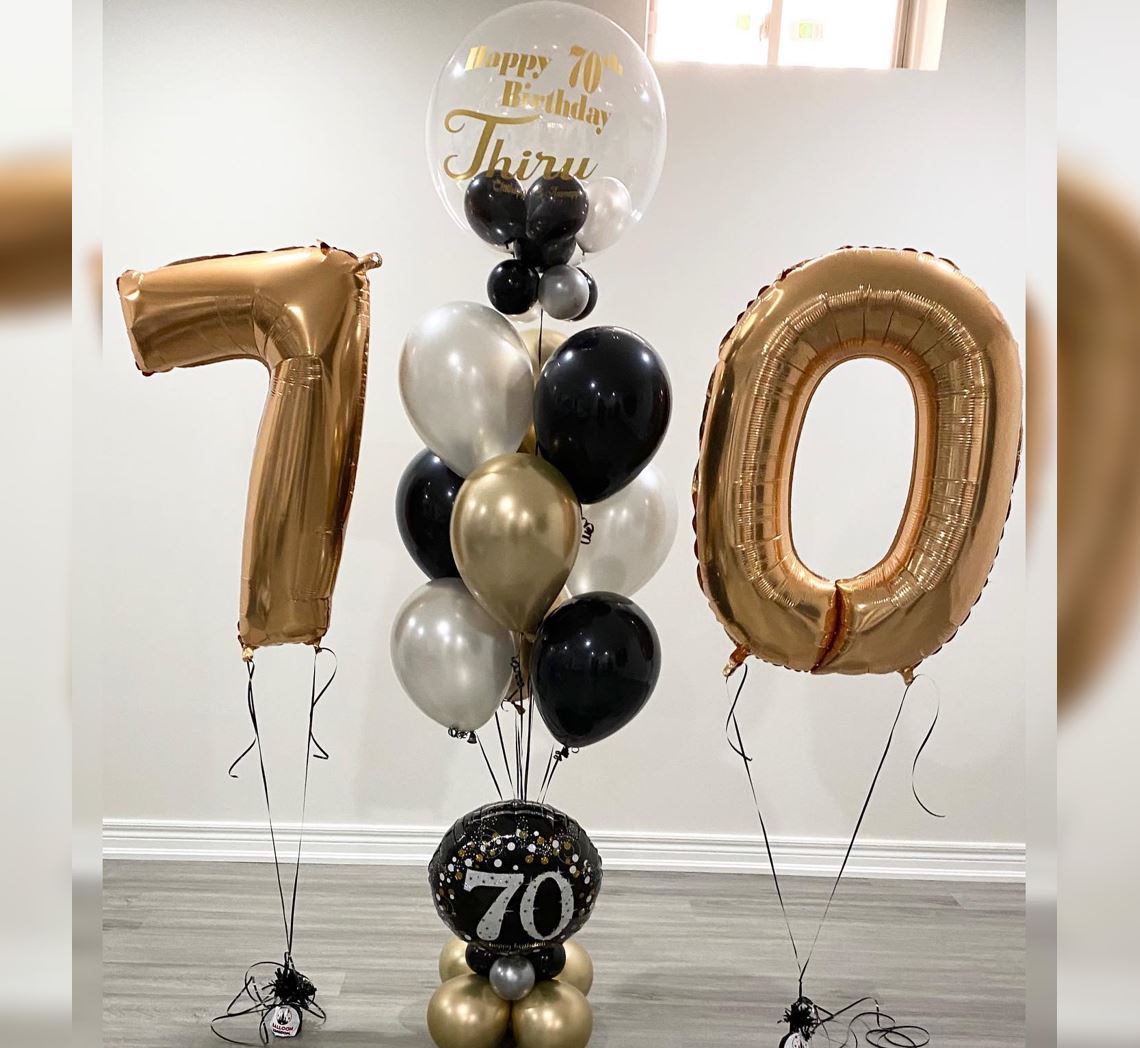 70th Sparkle Birthday Bubble Balloon Bouquet