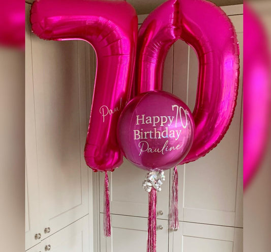 Pink Theme 70th Birthday Balloon Bouquet