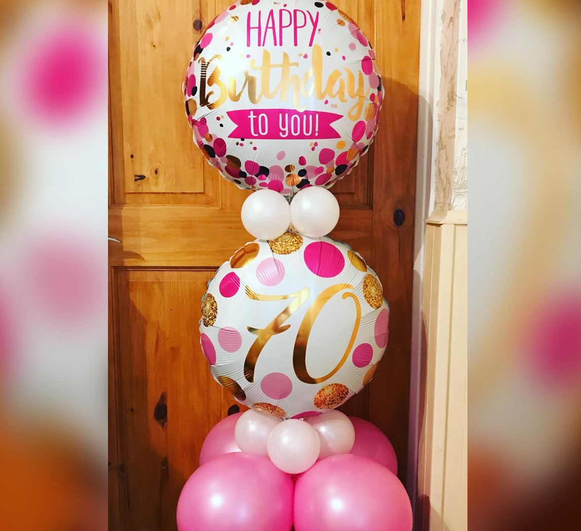 70th Birthday Dots Printed Balloon Bouquet