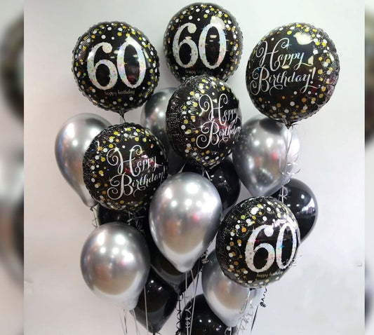 Happy Birthday 60 Number Polka Dots Balloon Bouquet