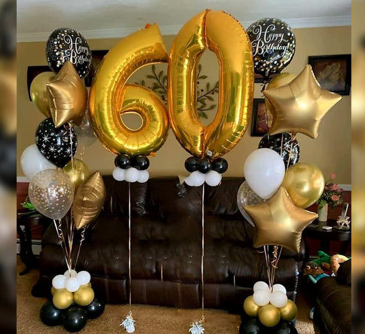 60th Birthday Polka Dots Confetti Balloon Bouquet