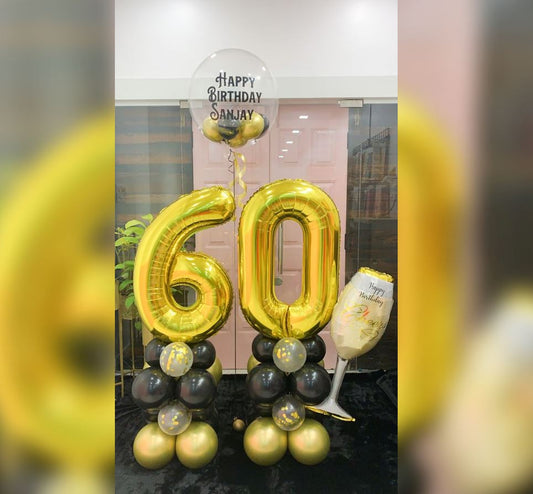 Bubbly Wine 60th Birthday Bubble Balloon Bouquet
