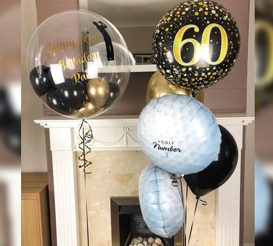 60th HBD Gold Balloon Bouquet