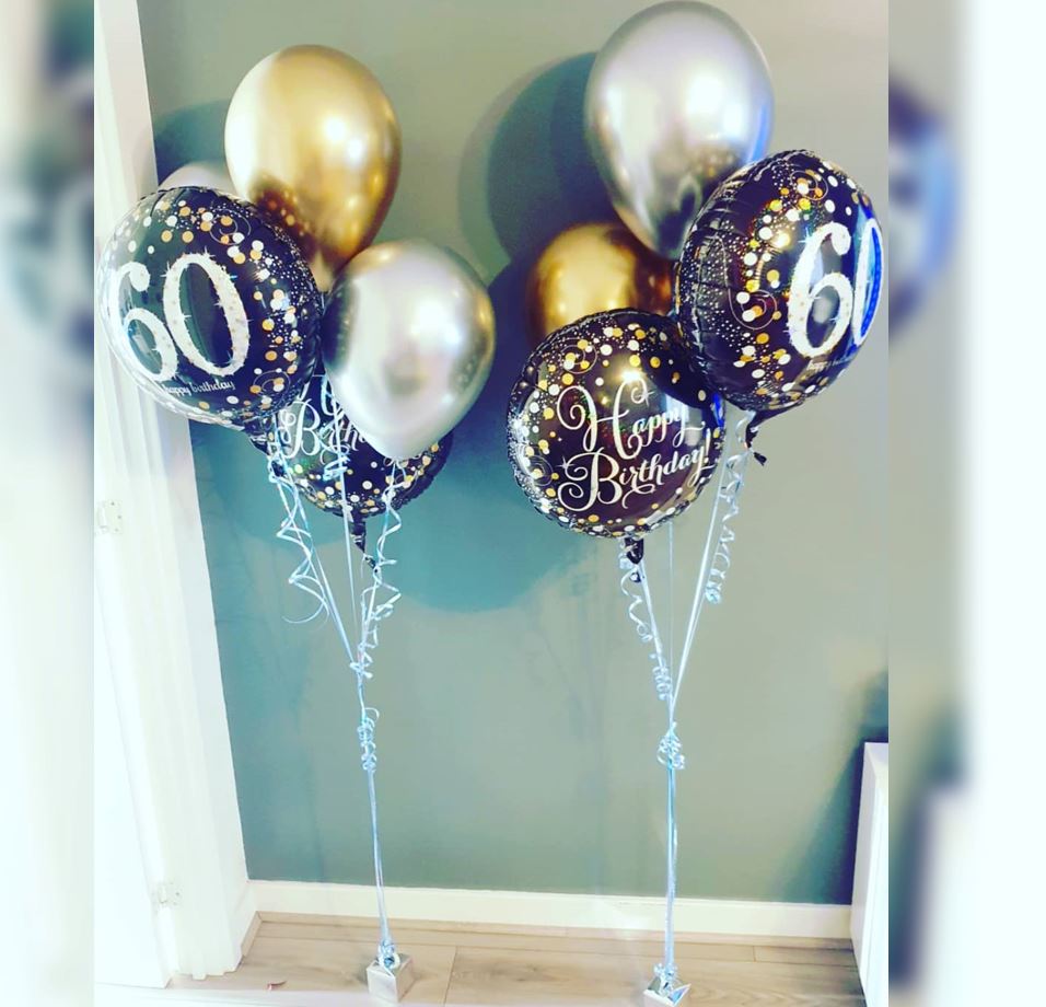 60th HBD Polka Dots Balloon Bouquet