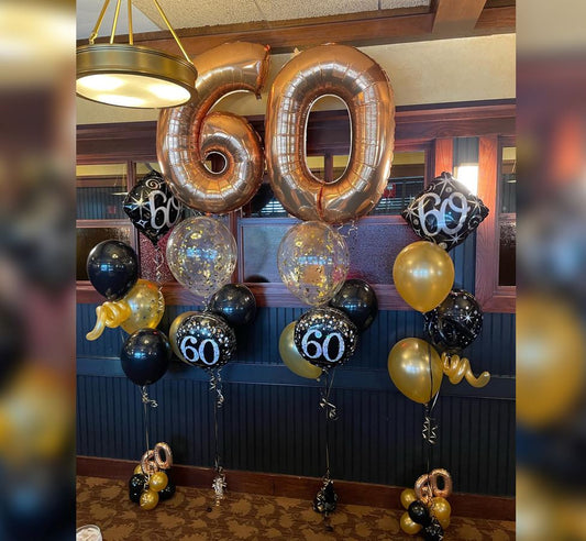Confetti And Polka Dots Theme 60th Balloon Bouquet