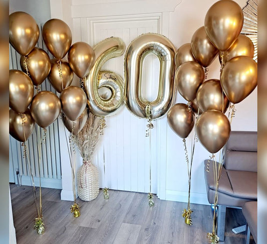 60th Number Chrome Balloons Bouquet