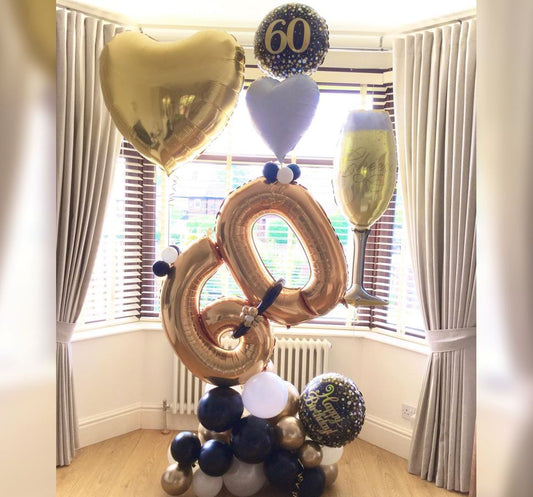 Champagne Wine Glass Theme 60th Birthday Balloon Bouquet