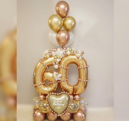 60th Birthday Golden Theme Balloon Bouquet