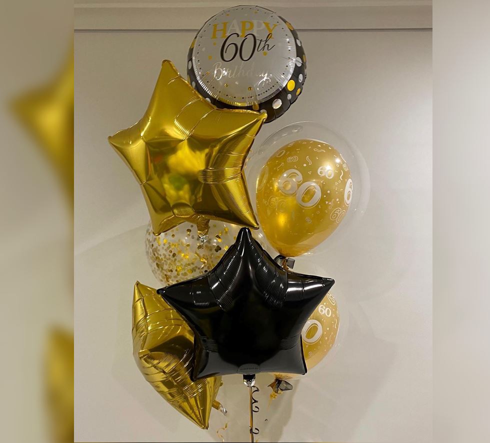 60th Number Bubble And Star Balloon Bouquet