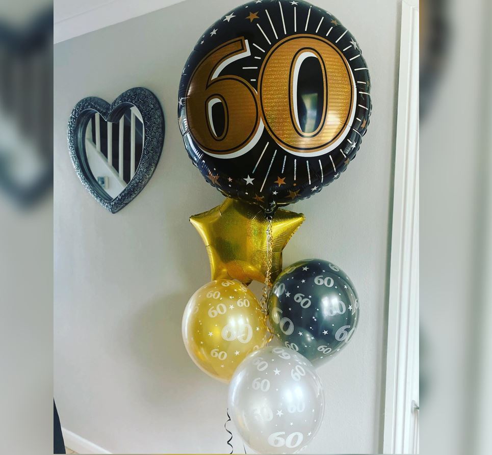 60th Number HBD Balloon Bunch