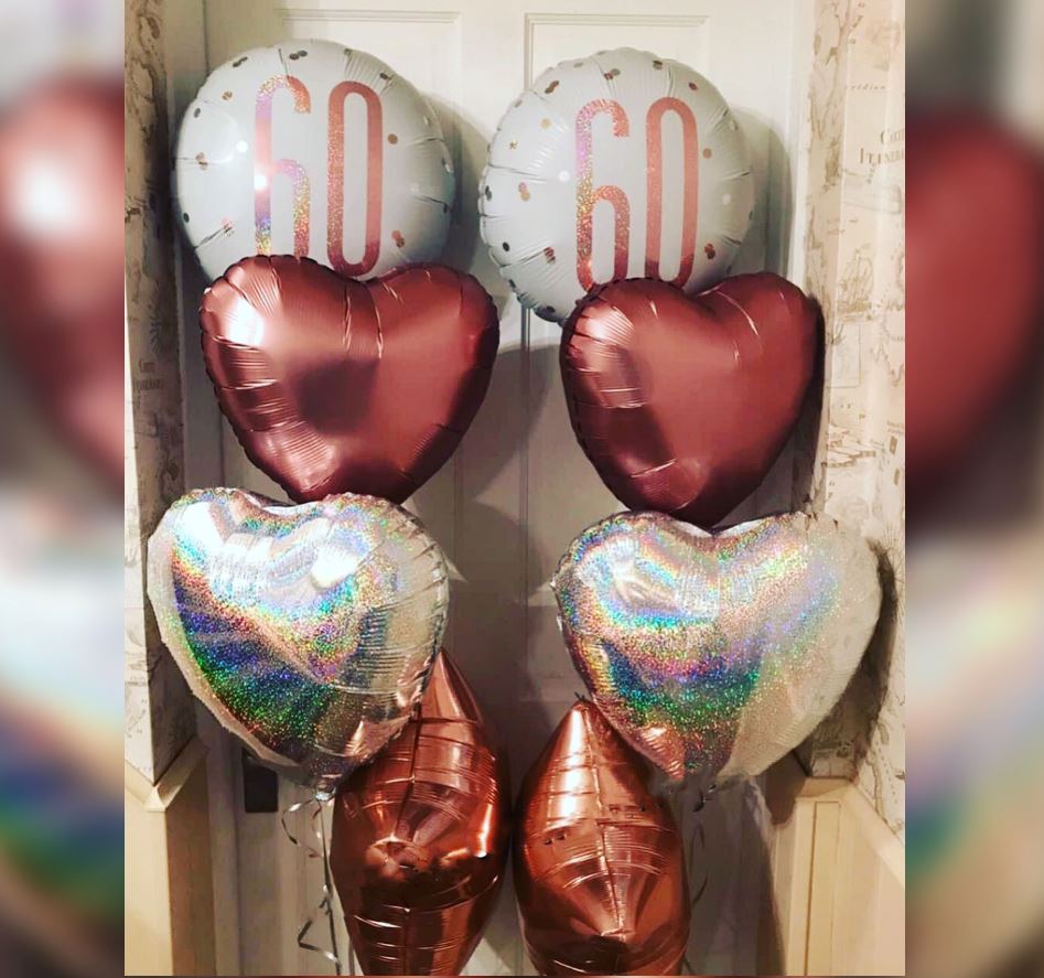 60 Number Heart Balloon Bouquet