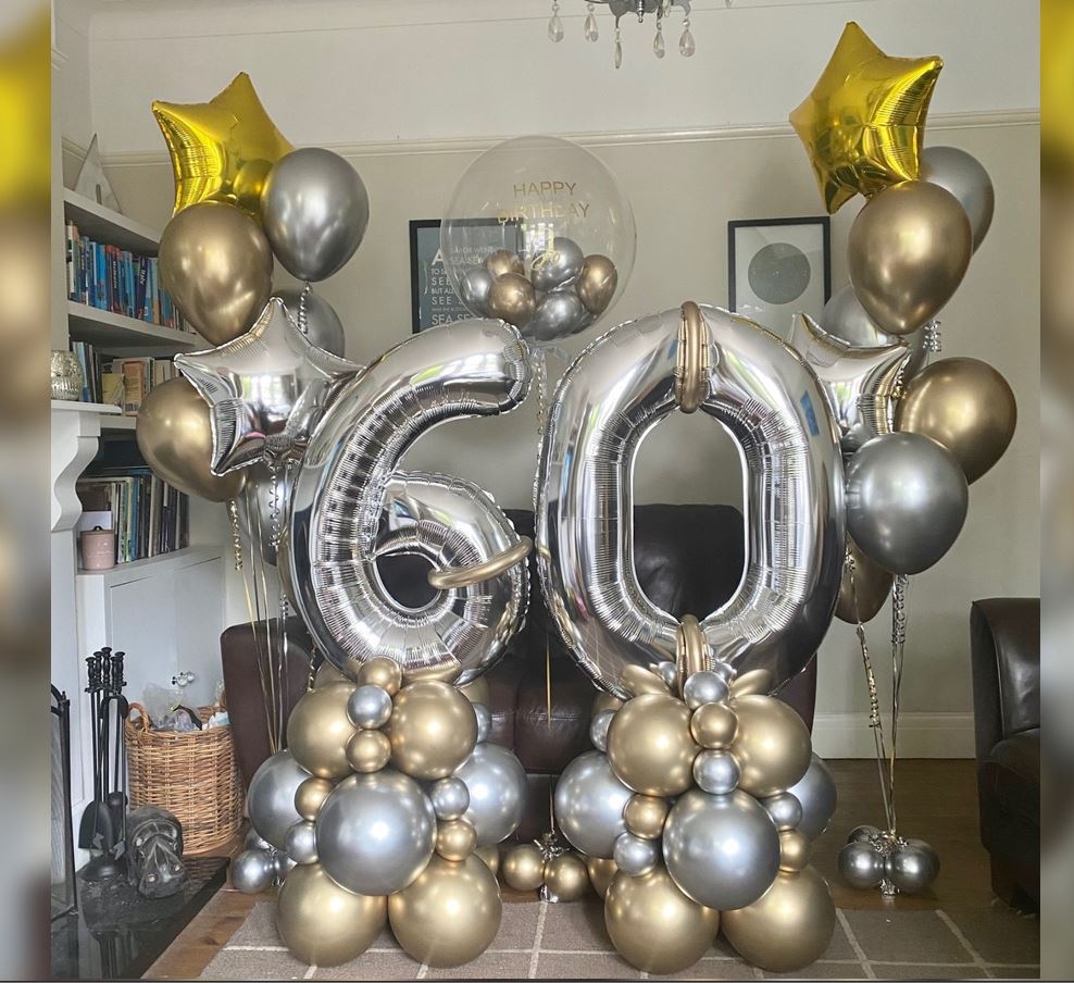 60th Birthday Personalised Bubble Cluster Balloon Bouquet