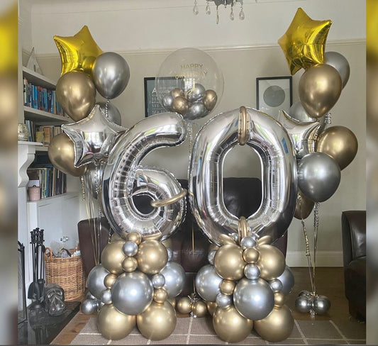 60th Birthday Personalised Bubble Cluster Balloon Bouquet