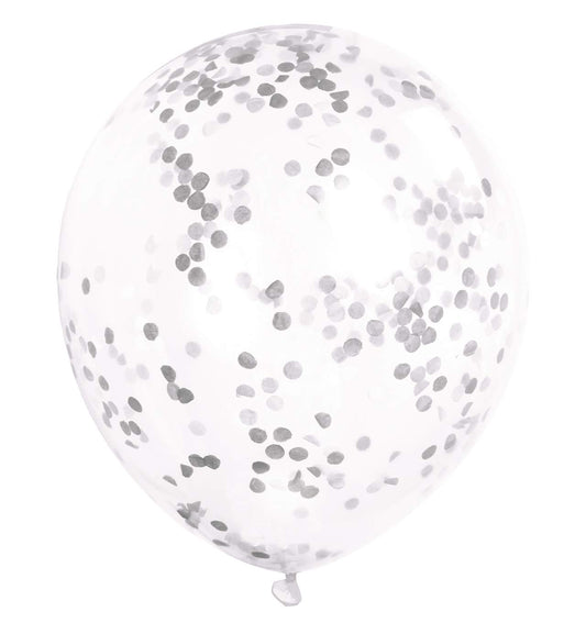 Party Balloons Silver Confetti Latex Balloon -50CT