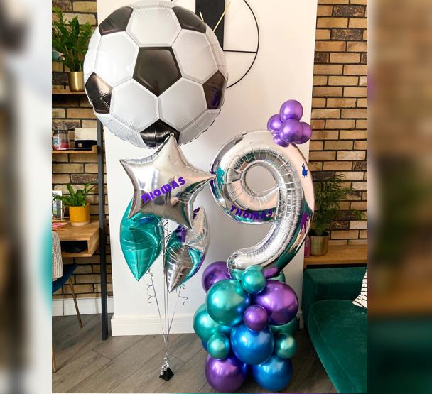 9th Birthday Star Football Balloon Bouquet