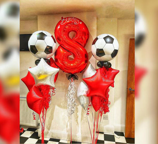 Football Theme 8th Birthday Balloon Bouquet