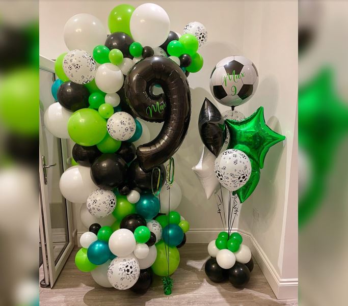 9th Number Football Theme Balloon Bouquet