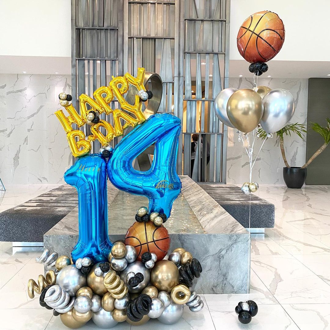 14th Birthday Basketball Balloon Bouquet
