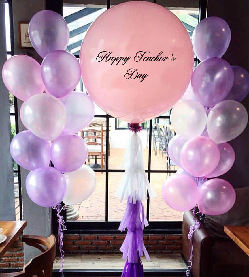 Party Balloon Teacher's Day Peach &amp; Purpul Balloons Bouquet