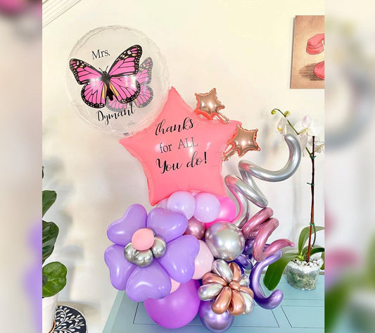 Teacher's Day Theme Star And Butterfly Balloon Bouquet