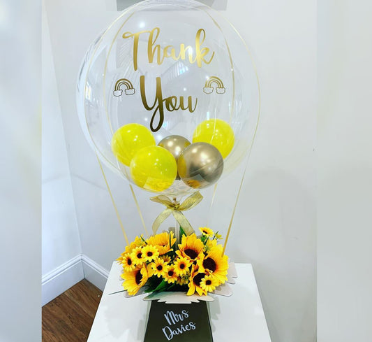 Basket Balloon "Thank You" Message Balloon Bouquet