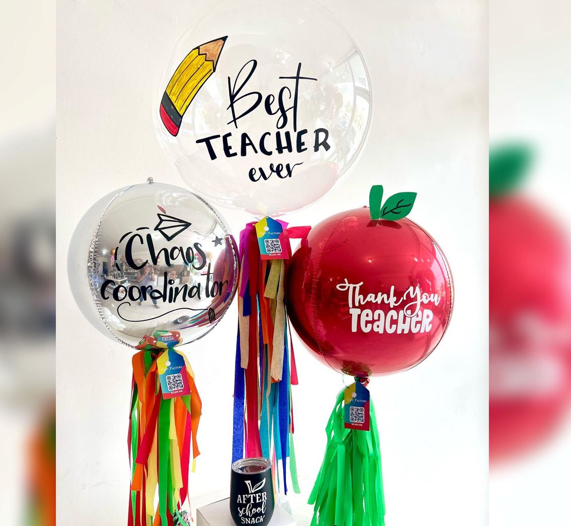Teacher' Day Theme Personalized Bubble And ORBz Balloon Bouquet