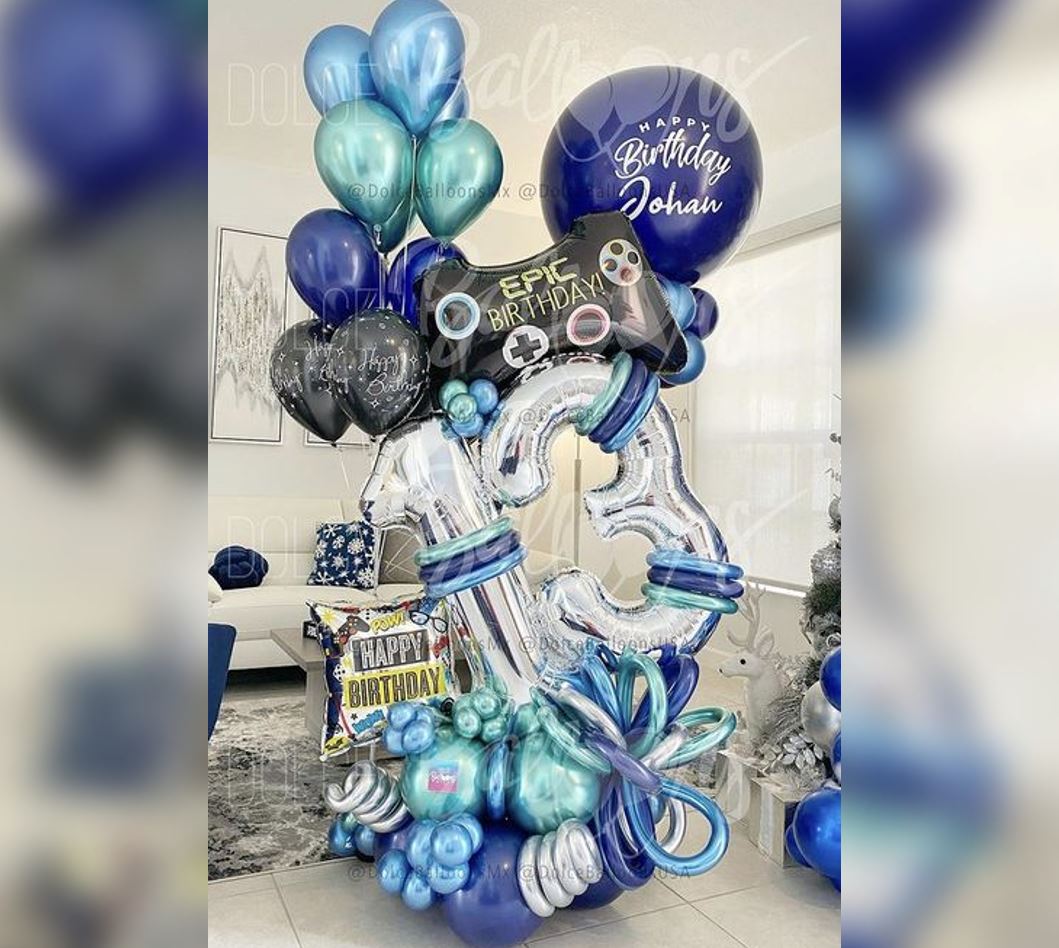 13th Birthday EPIC Game Personalized Balloon Bouquet