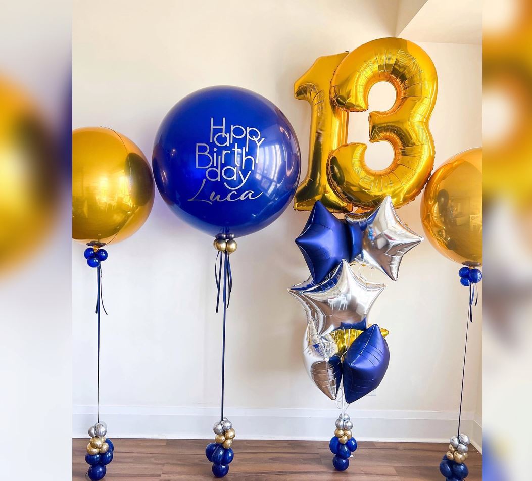13th Birthday Personalized Jumbo Latex Balloon Bouquet