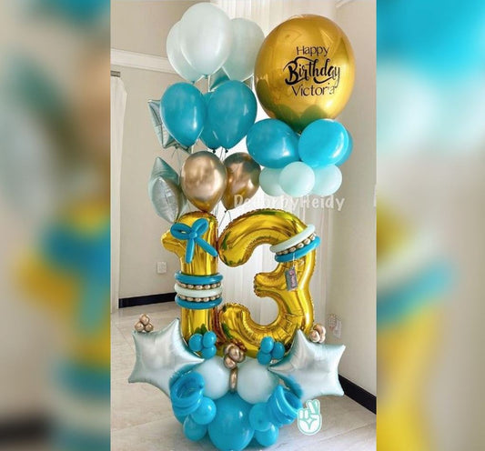 13th Birthday Personalized ORBz And Stars Balloon Bouquet