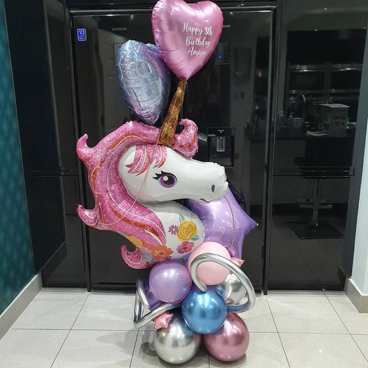 8th Birthday Magical Unicorn Theme Balloon Bouquet
