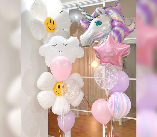 Pastel Unicorn Cloud Theme Balloon Bouquet