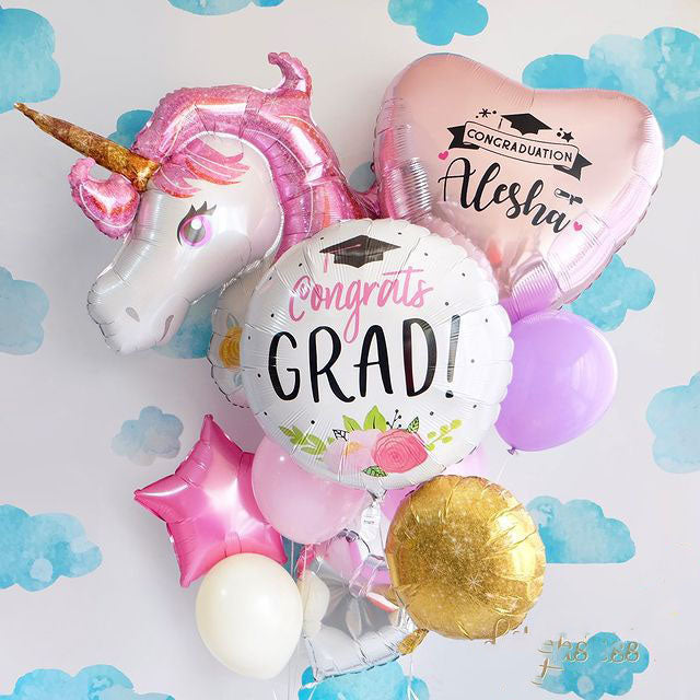Magical Unicorn Theme Graduation Balloon Bouquet