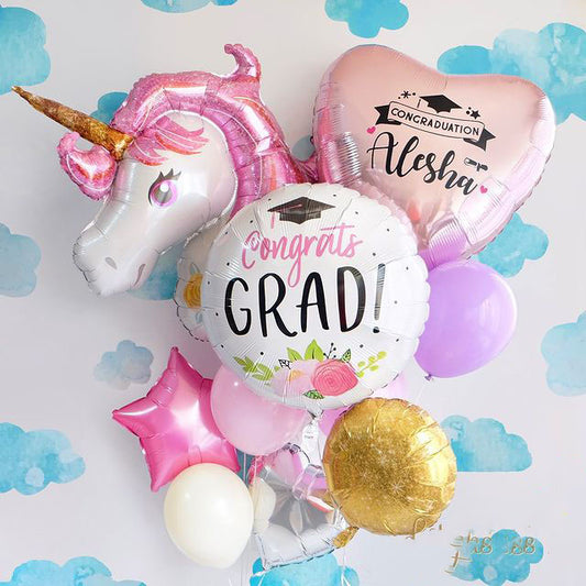 Magical Unicorn Theme Graduation Balloon Bouquet