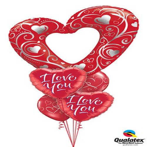 Party Balloon Red Hollow Hearts Balloons Bouquet