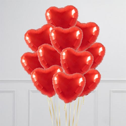 Red Hearts Valentine's Day Inflated Foil Balloons - 11 CT