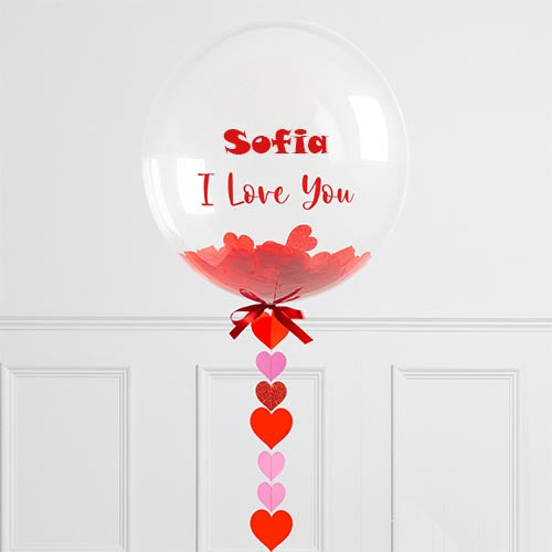Personalised Loved Up Heart Confetti Bubble Balloon