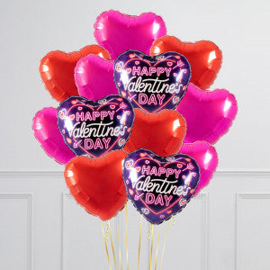 Neon Valentine's Day Inflated Foil Balloons - 12 CT
