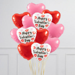 Valentine's Day Kisses Inflated Foil Balloons - 12 CT