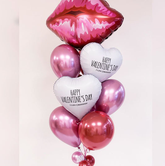 Valentine Lip Heart Balloon Bouquet