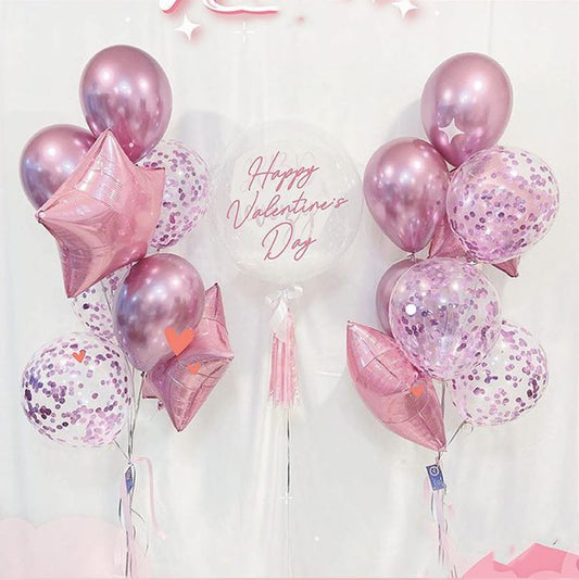 Happy Valentine Day Bubble Star Balloon Bouquet