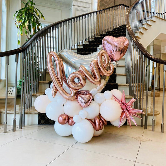 Love Theme Silver Heart Balloon Bouquet