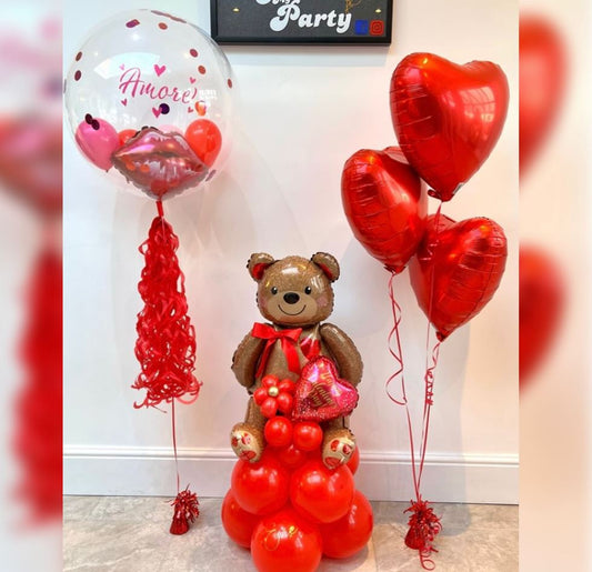 Teddy Bear Balloon Valentine Balloon Bouquet