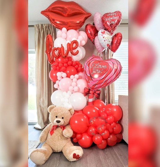 Valentine Love You And Lip Balloon Bouquet