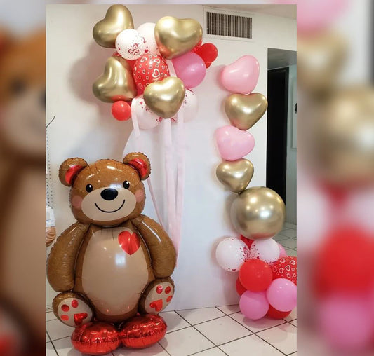 Teddy Bear Heart Balloon Bouquet
