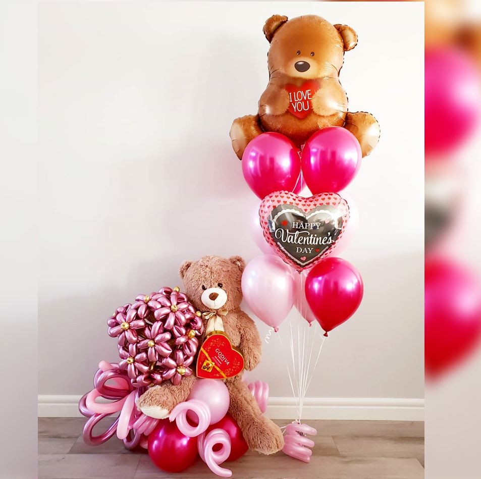 Valentine Teddy Bear Balloon Bouquet