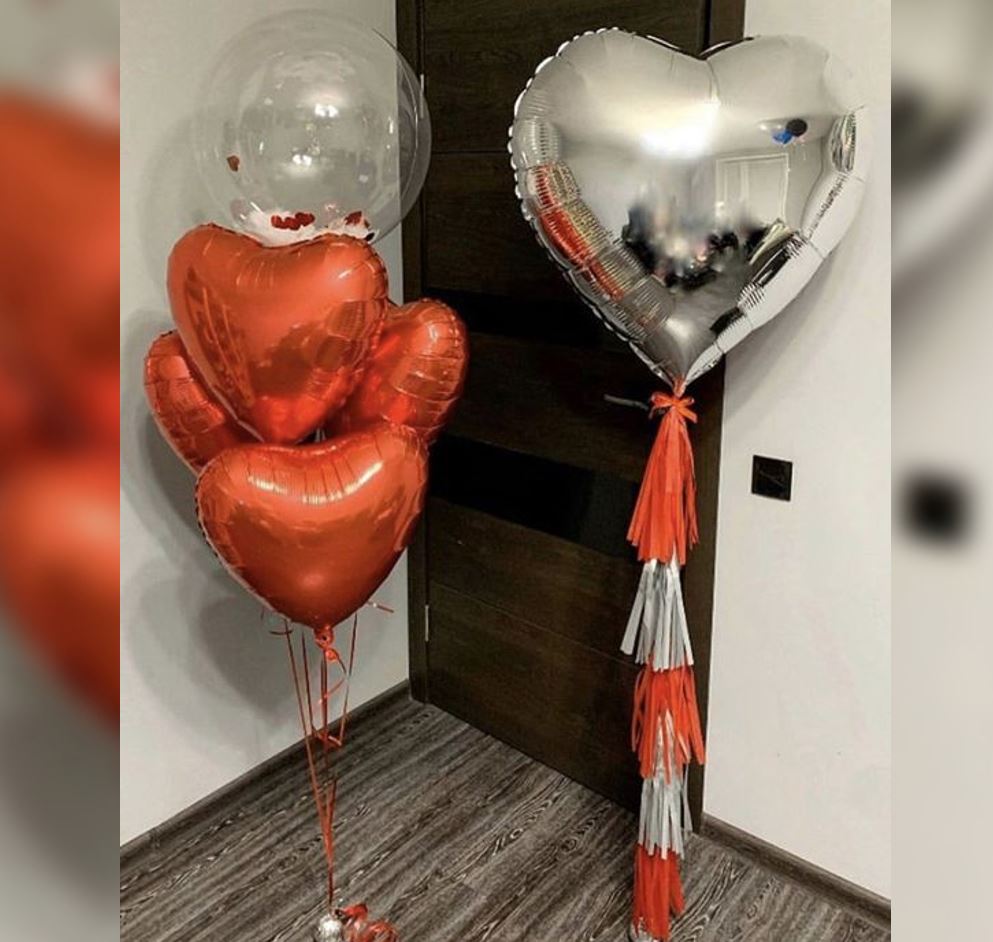 Silver Heart Bubble Balloon Bouquet