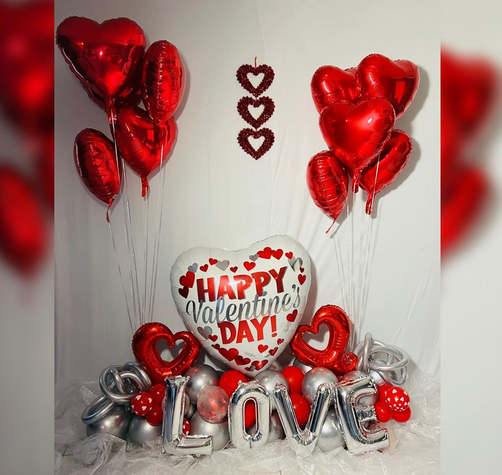 Happy Valentine Day LOVE Hollow Heart Balloon Bouquet