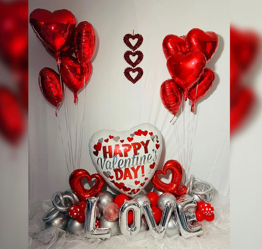 Happy Valentine Day LOVE Hollow Heart Balloon Bouquet