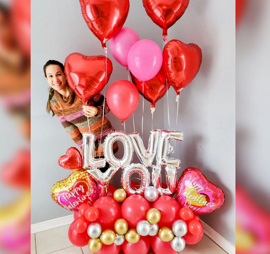 Love You Happy Valentine Balloon Bouquet