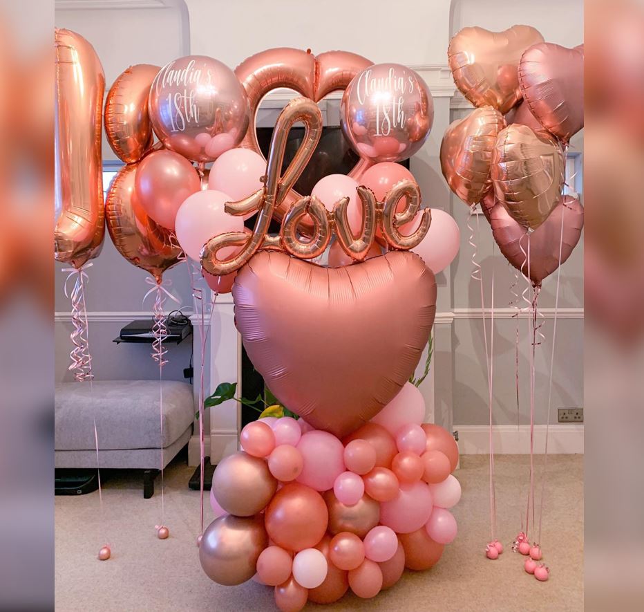 Valentine Theme love Linky Heart Balloon Bouquet